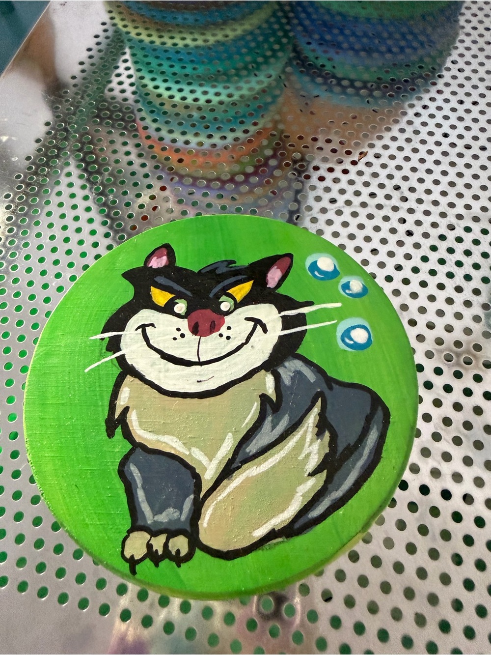 Custom hand painted Disney cat coaster lucifer Cinderella